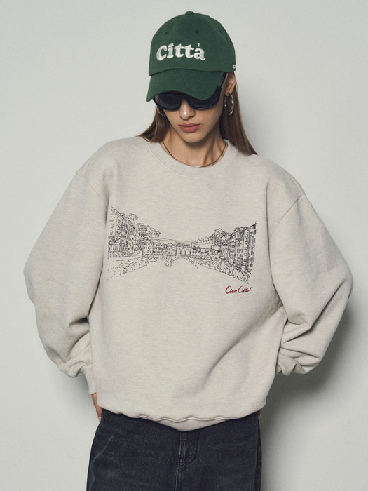 Florence Ponte Vecchio Archive Sweatshirt_CTT340(Melange Cream)