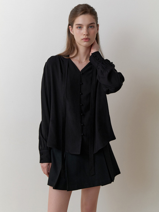 Dandelion tie blouse (black)