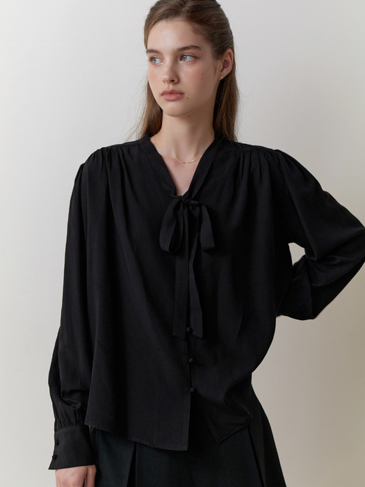 Dandelion tie blouse (black)