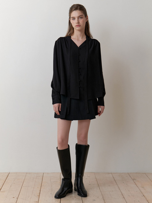 Dandelion tie blouse (black)