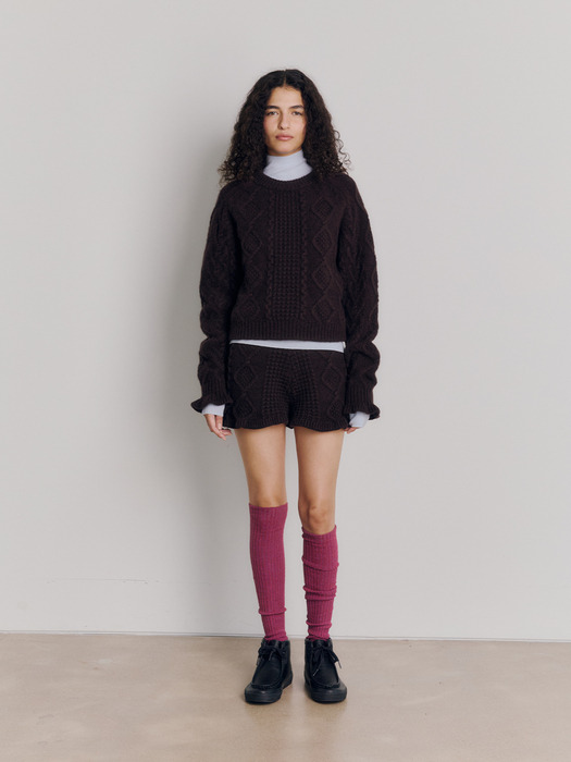 Frill Cable Knit (Brown)