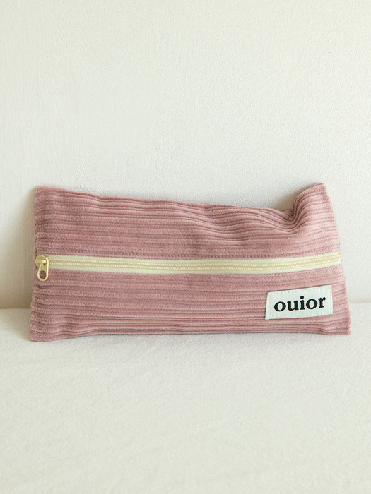 ouior flat pencil case - corduroy rosepink (middle zipper)