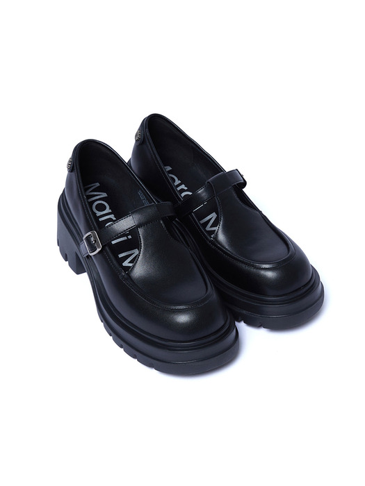 FLOWER RIVET T-STRAP LOAFERS_BLACK