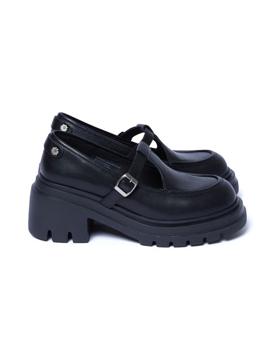 FLOWER RIVET T-STRAP LOAFERS_BLACK