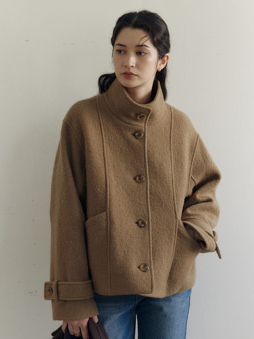 High Neck Short Coat_2color