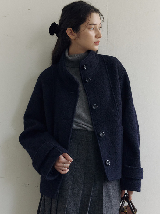 High Neck Short Coat_2color