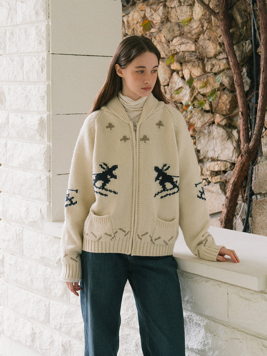 Nordic Knit Zip-up - Ivory