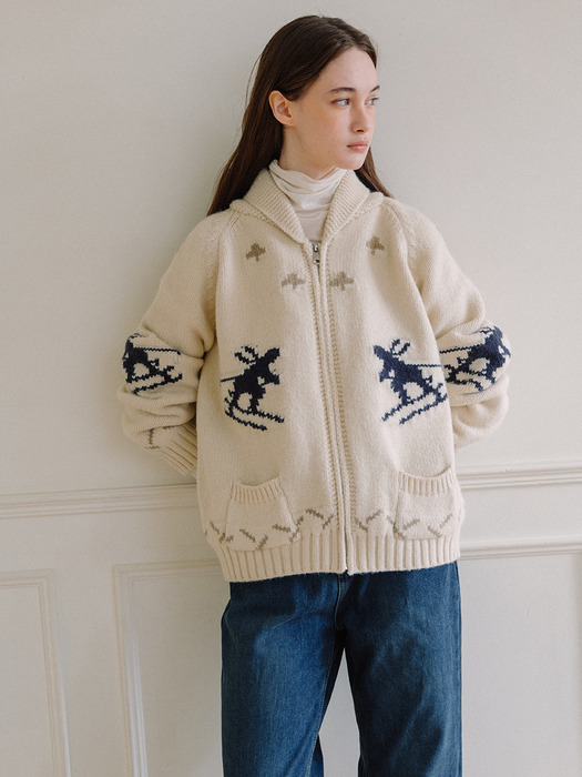 Nordic Knit Zip-up - Ivory