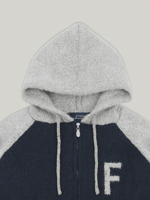 VARIKAS KNIT HOOD ZIP UP IN [NAVY GRAY]