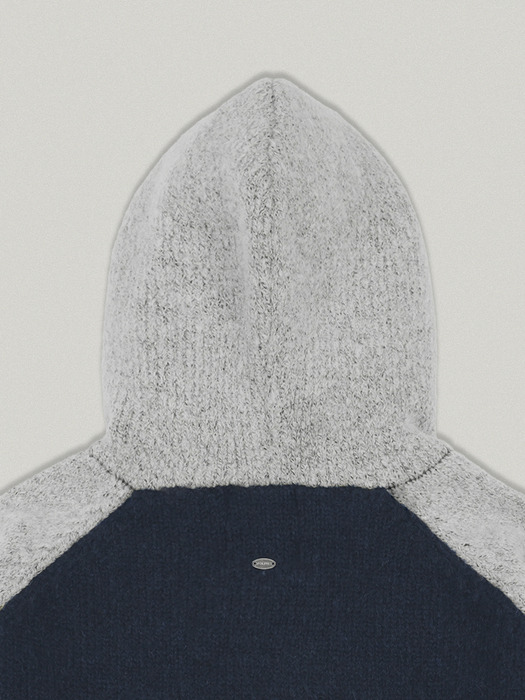 VARIKAS KNIT HOOD ZIP UP IN [NAVY GRAY]