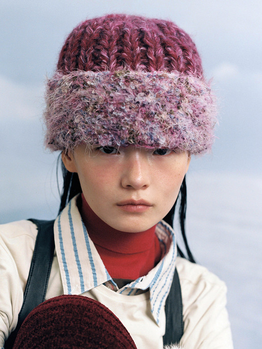 HANDICRAFT KNIT POPCORN HAT_PURPLE