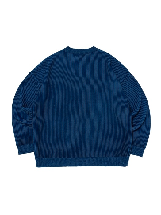 PEELING TWO-TONE OVER ROUND KNIT (BLUE)