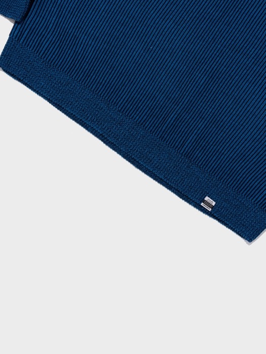 PEELING TWO-TONE OVER ROUND KNIT (BLUE)