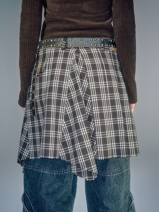 베이컨트 아카이브]CAESARS BUCKLE LAP SKIRT BROWN