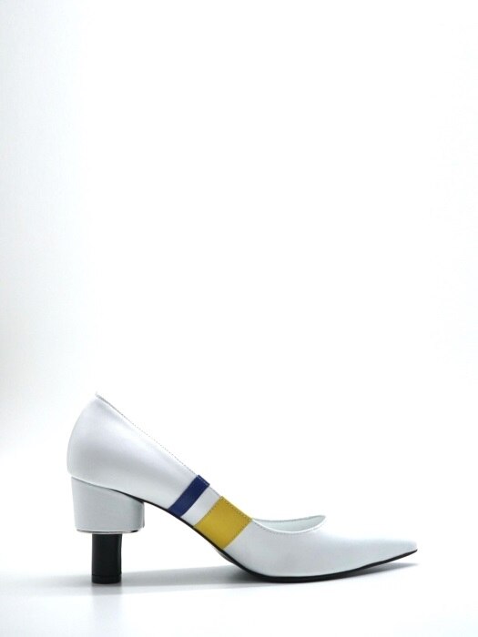 70 MIDDLE HEEL PUMPS IN THREE PRIMARY COLORS AND WHITE LEATHER 