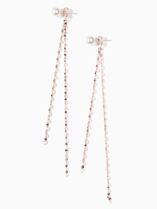 pearl point shiny chain back ``drop`` earring