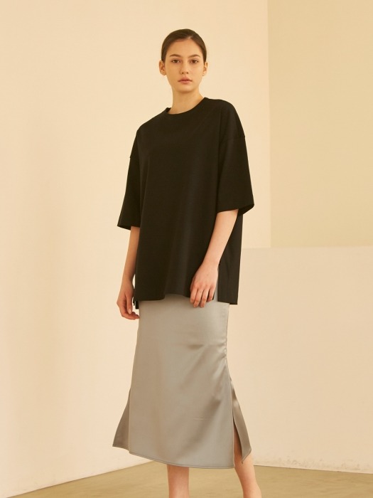 19SS ROUND NECK OVERFIT LONG TOP BLACK