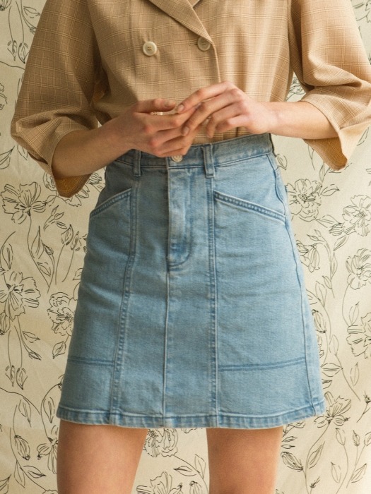 monts902 stitch denim skirt (light blue)