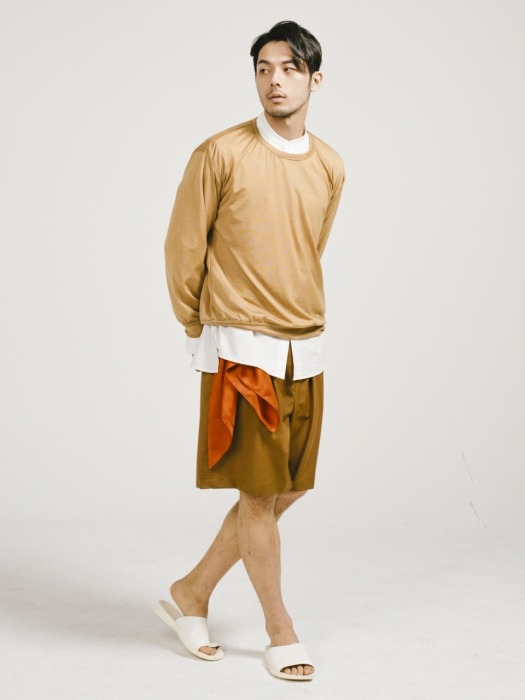 Side String Half Pants / Camel