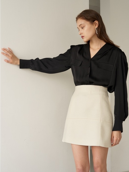 SIERRA Solid Tweed Skirt_Ivory