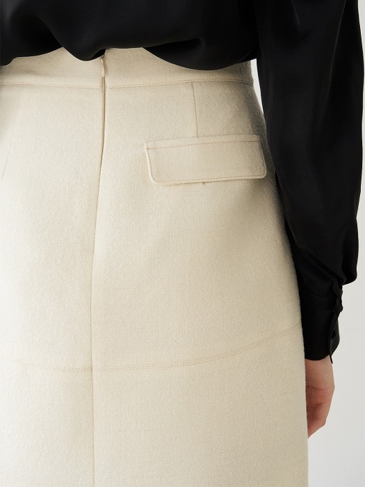 SIERRA Solid Tweed Skirt_Ivory