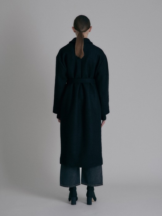 Long robe wool coat_Black