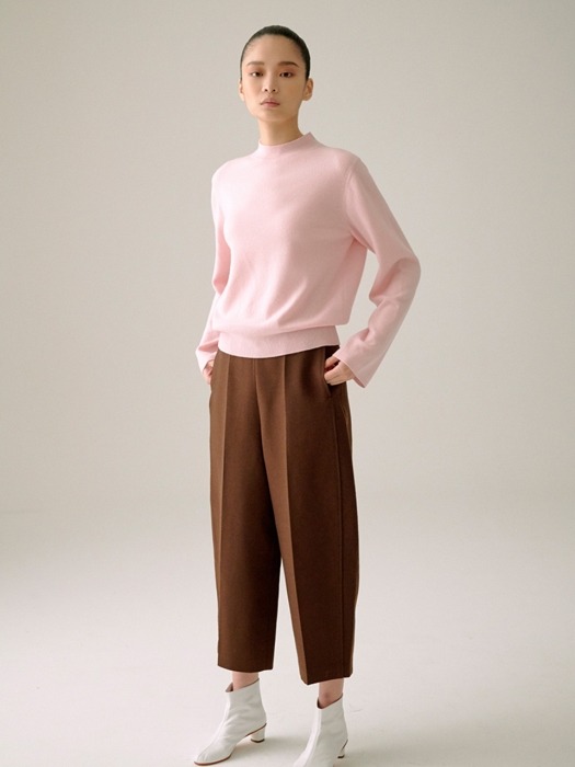 BRWON WOOL ROUNDED PANTS