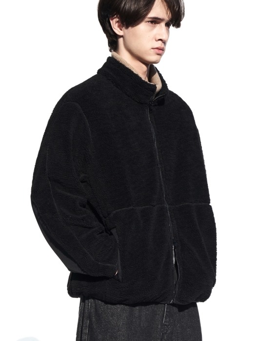 Multiple Boa Fleece Jacket Black