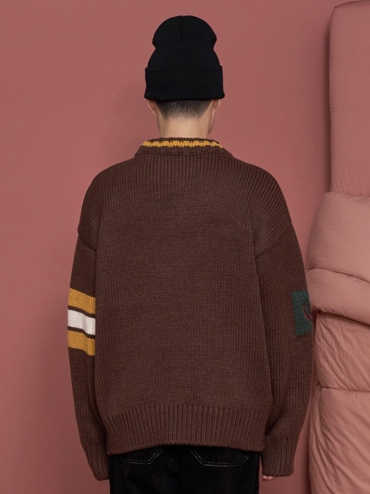 COLOR ROUND KNIT / DARK BROWN