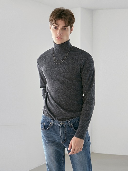 WARMER HIGH NECK KNIT_CHARCOAL
