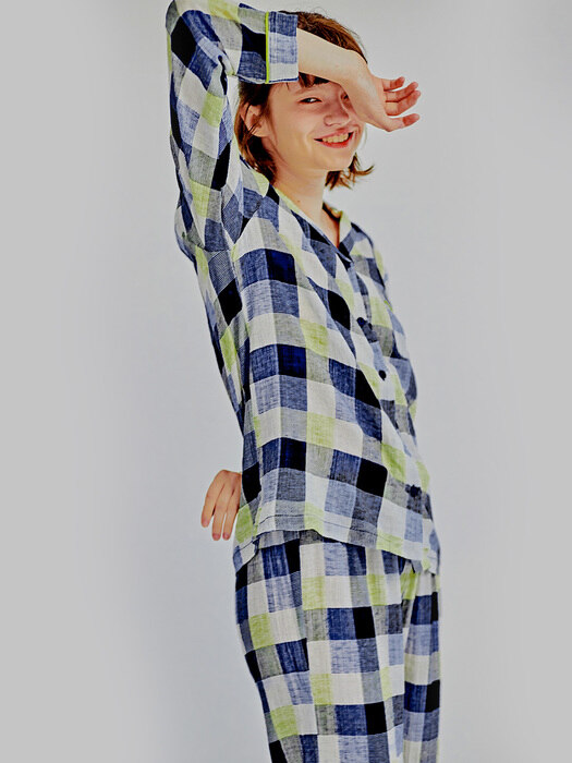 여자 스프링체크 파자마세트 Women spring check PJ set