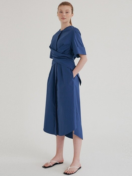 twist cotton dress (blue)