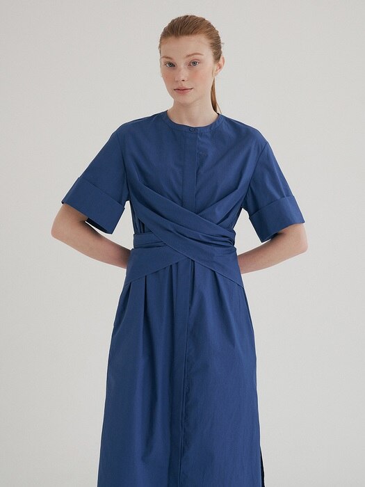twist cotton dress (blue)