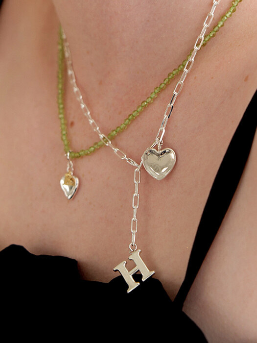initial with 2way heart necklace (Silver 925)