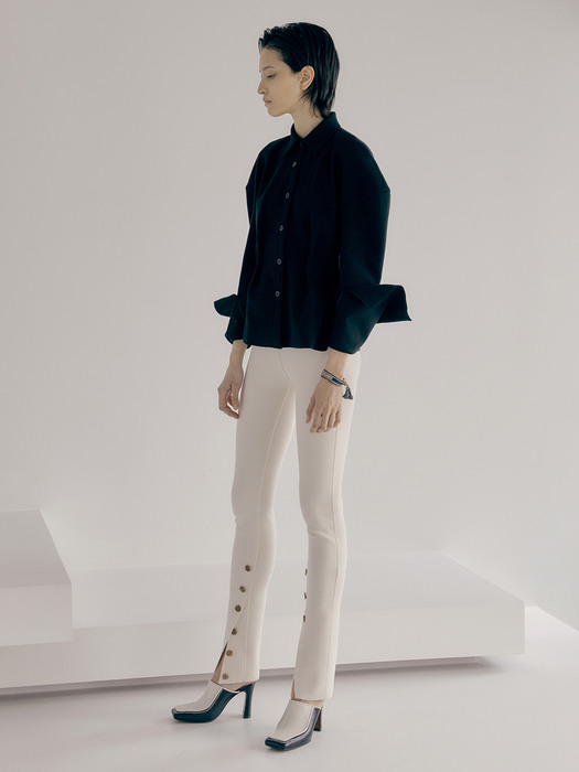 Button Up Skinny Trouser_Ivory