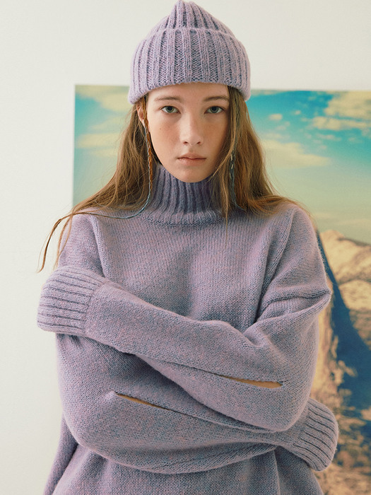 Fontana Slit Turtleneck Sweater_Easter Egg(Pinkish skyblue)