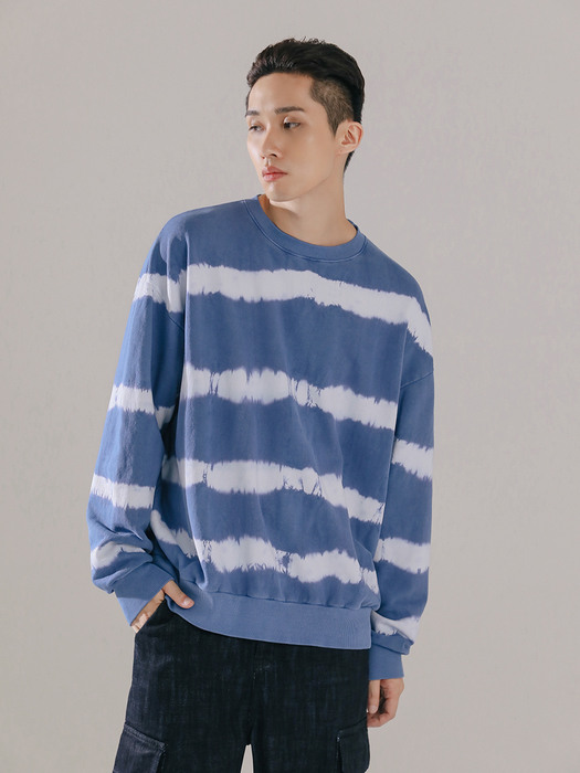 T004 STRIPE TIEDYE CREWNECK_BLUE