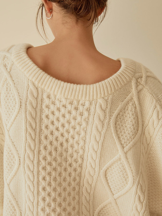 Cable Crop Wool Knit(Ivory)