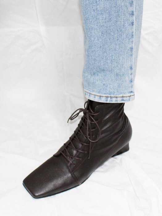 SQUARE SLIM LACE-UP ANKLE BOOTS 4cm M-IG-200906