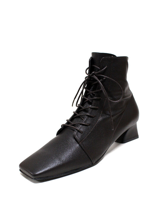 SQUARE SLIM LACE-UP ANKLE BOOTS 4cm M-IG-200906