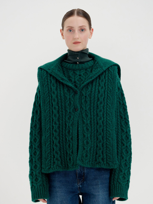 QUELLO Cable-knit Buttoned Warmer - Green