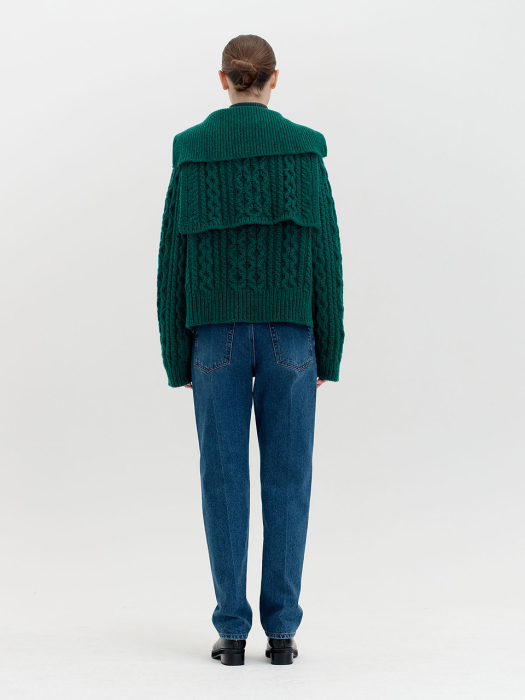 QUELLO Cable-knit Buttoned Warmer - Green