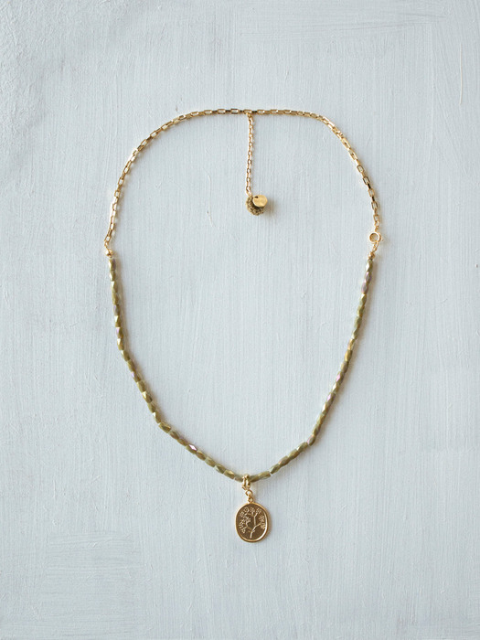 Afternoon khaki mixed chain necklace