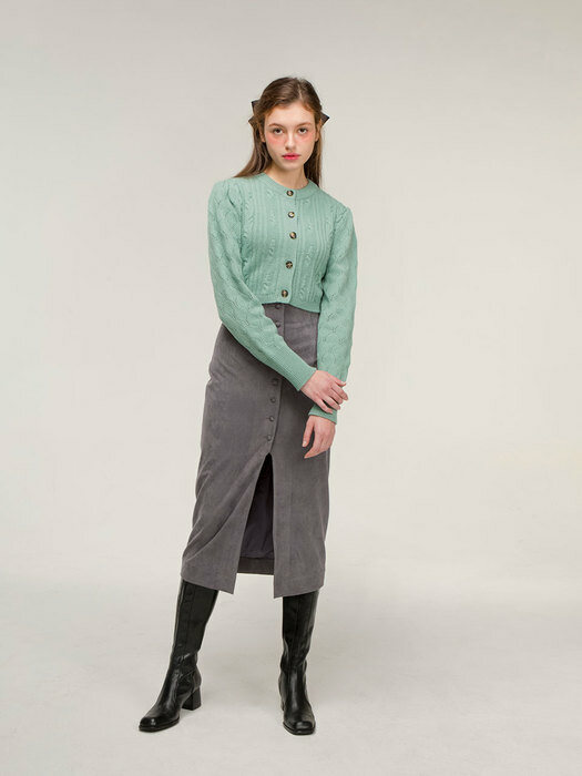 Suede button skirt (grey)