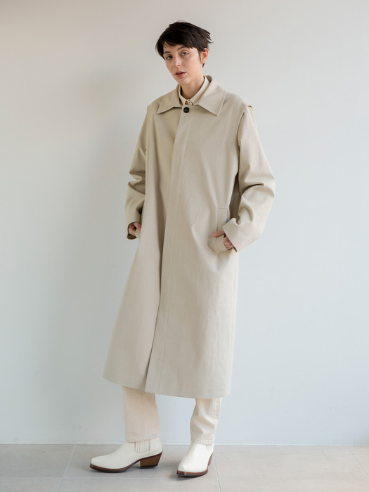 Shoulder flying single coat (beige) [Unisex]