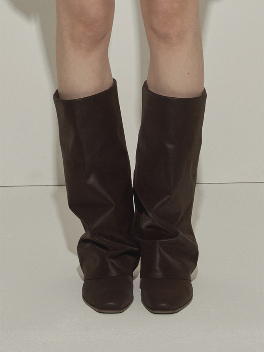 Wrinkle Leather Boots (Dark Brown) (225-255)