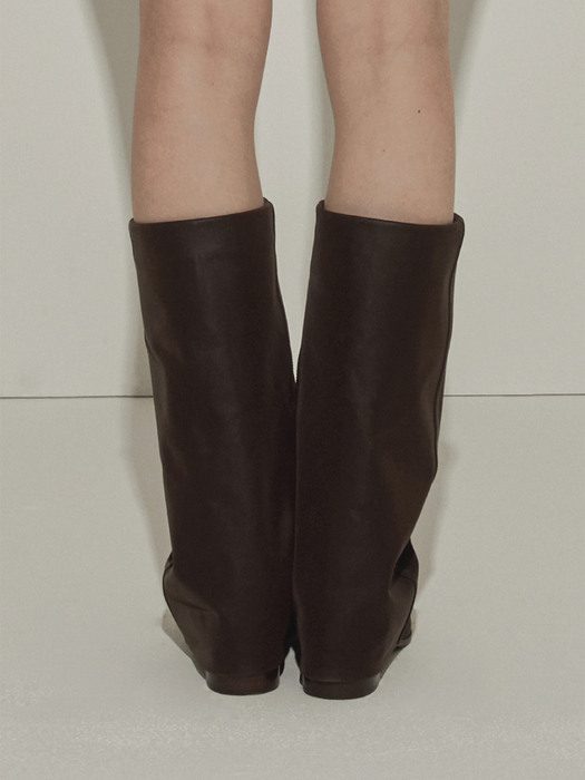 Wrinkle Leather Boots (Dark Brown) (225-255)