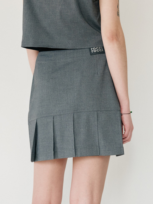 Pleats Wrap Skirt [GREY]