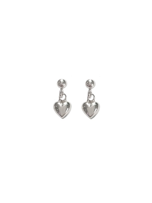 [Silver] Ball & Heart Earrings