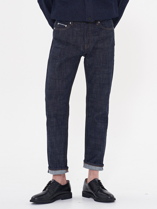 DEN0831 mid-indigo selvedge[straight crop fit]